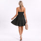 Halter Mini Dress Ruched Bodice Tiered Skirt Fit and Flare Dress