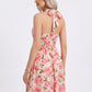Floral Print Halter Smocked Back Midi Dress