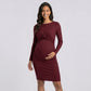 Maternity Ribbed Long Sleeve Bodycon Dress with Front Twist Detail