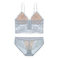 Floral Lace Longline Bralette and Matching Panty Two Piece Lingerie Set