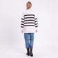 Oversized Striped Crewneck Side Slit Tunic Sweater