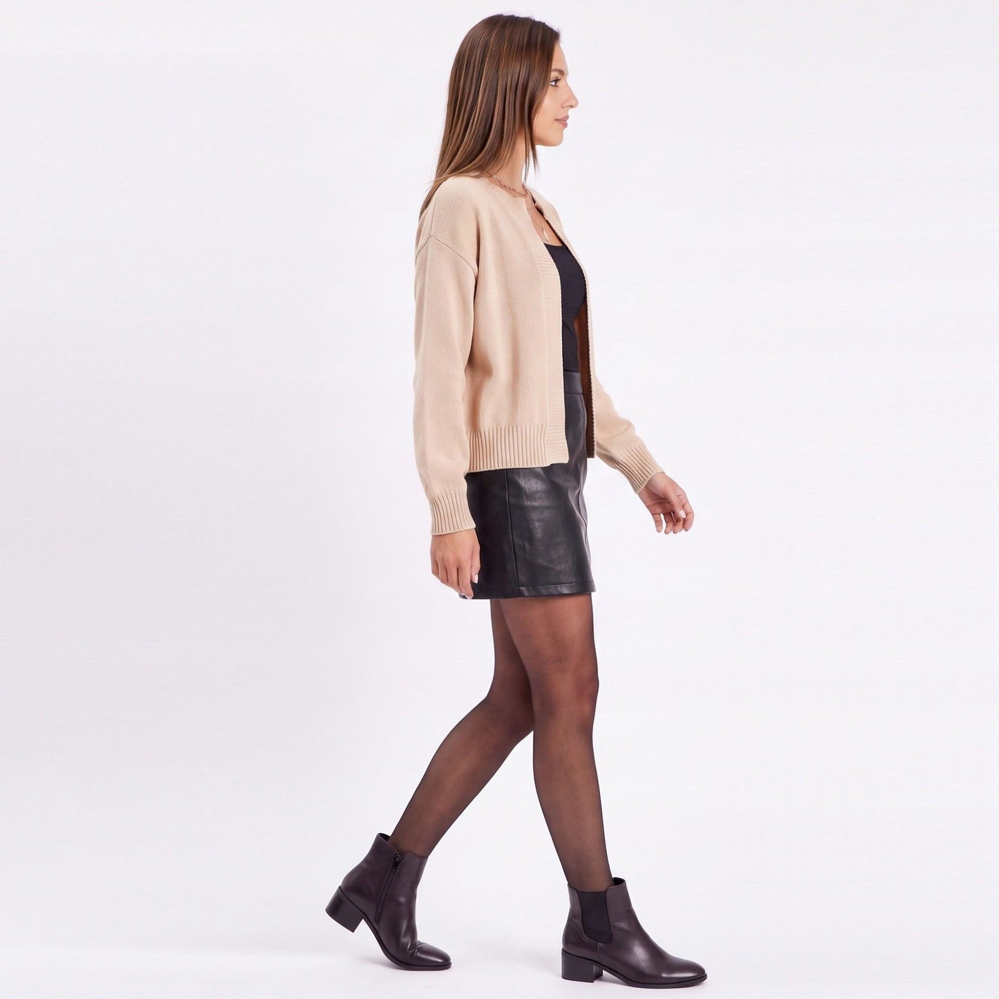 Open Front Knit Cardigan Sweater with Long Sleeves