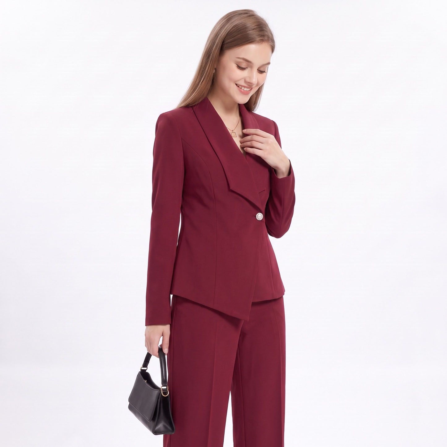 Shawl Collar Blazer and Straight Leg Pants Two Piece Suit Set