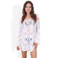 Embroidered Lace Cover-Up with Deep V-Neck and 3/4 Sleeves