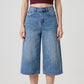 High-Waisted Cropped Wide-Leg Denim Trousers