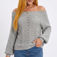 Off Shoulder Pointelle Knit Long Sleeve Sweater
