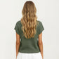 Short Sleeve Textured Knit Top with Crew Neck Ribbed Trim and Relaxed Fit