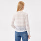 Elegant Scalloped V-Neck Lace Button-Down Top