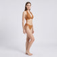 2-Piece Halter Bikini Swimsuit with Ruched Triangle Top Side Tie Bottoms and Smooth Stretch Fit
