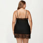 Plus Size Satin Chemise Lace Trim V Neck Sleep Dress Adjustable Strap Slip Nightgown