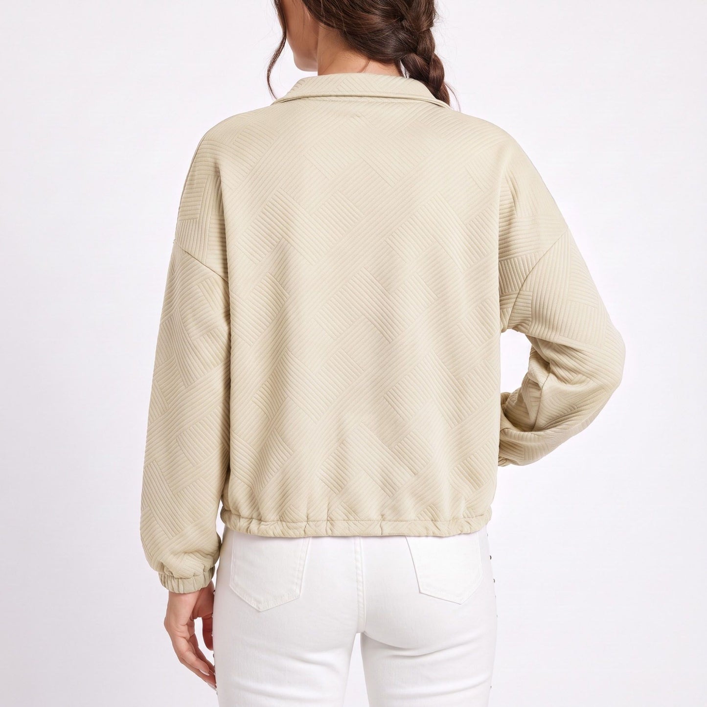 Quilted Full Zip Jacket with Collared Neckline