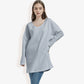 Oversized V-Neck Fleece Tunic Sweater Long Sleeve Cozy Top