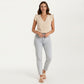 Sleeveless Swiss Dot Button Front Top with Ruffle Shoulders and Scalloped Neckline