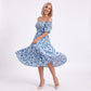 Floral Square Neck Smocked Bodice Tiered Midi Dress