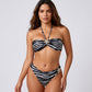 2-Piece Zebra Print Halter Bandeau Bikini Set with Starfish Accents