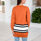 Open Front Striped Long Sleeve Cardigan with Pockets