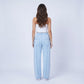 High Rise Drawstring Wide Leg Utility Pants with Patch Pockets