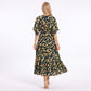 Abstract Floral V Neck Tiered Maxi Dress