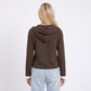 Hooded Long Sleeve Pullover Top with Button Detail and Contrast Trim