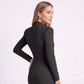 Long Sleeve Maxi Dress with Deep V Neck and Back Slit