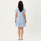 Short Sleeve V Neck Plaid Mini Dress with Tiered Hem Loose Fit Casual Lightweight Summer Dress
