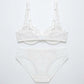 Delicate Floral Embroidered Sheer Lace Underwire Bra and Panty Set