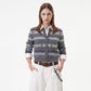 Geometric Pattern Button Front Knit Cardigan Sweater