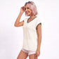 V Neck Sweater Top Contrast Trim Dolman Short Sleeve Knit