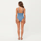 Maternity Ribbed One-Piece Swimsuit with Plunging Neckline and Ruched Waist