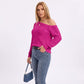 One Shoulder Cold Shoulder Pointelle Knit Long Sleeve Sweater