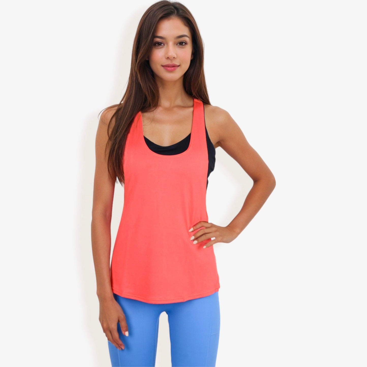 Relaxed Fit Racerback Tank Top with Scoop Neckline