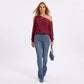 One Shoulder Cold Shoulder Pointelle Knit Long Sleeve Sweater