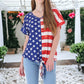 V Neck Flag Print Tie Front