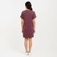 Short Sleeve V Neck Shift Dress with Button Detail Relaxed Fit Casual Tunic Dress