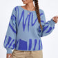 Abstract Graphic Print Long Sleeve Knit Sweater
