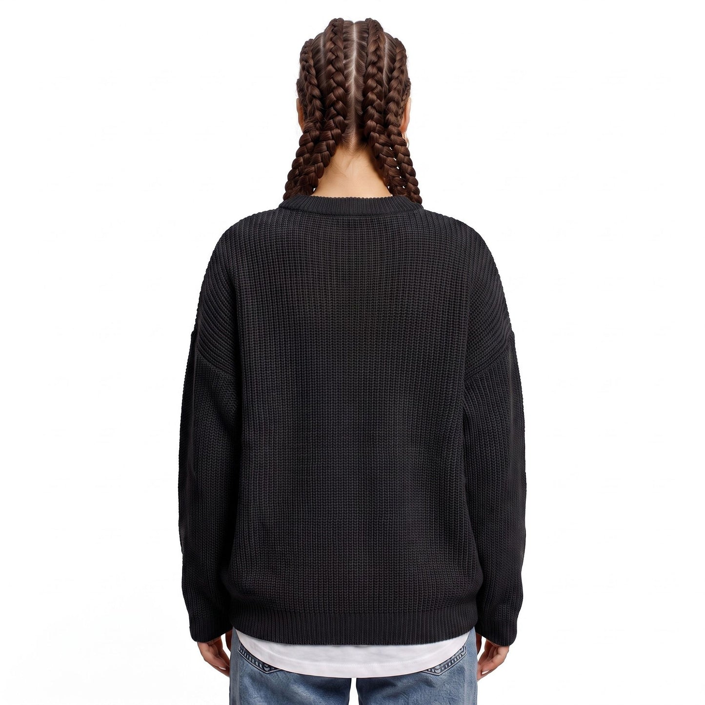 Oversized Chunky Knit Crewneck Pullover Sweater