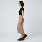 Foldover Waistband Striped Cropped Wide-Leg Trousers