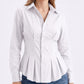 Long Sleeve Button Down Peplum Shirt with Collared Neckline