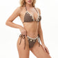 Ribbed Triangle Bikini Set with Shell Charm Details and Side Tie Bottoms