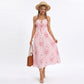 Floral Print Tie Front Smocked Back Midi Dress