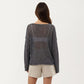 Women's Lightweight Open Knit Long Sleeve Sweater Top with Relaxed Fit and Subtle Sheer Texture