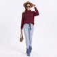 Mock Neck Cold Shoulder Cable Knit Long Sleeve Pullover Sweater