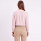 Striped Long Sleeve Split Neck Blouse with Button Placket