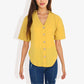 Short Sleeve Button Down Shirt with V-Neckline