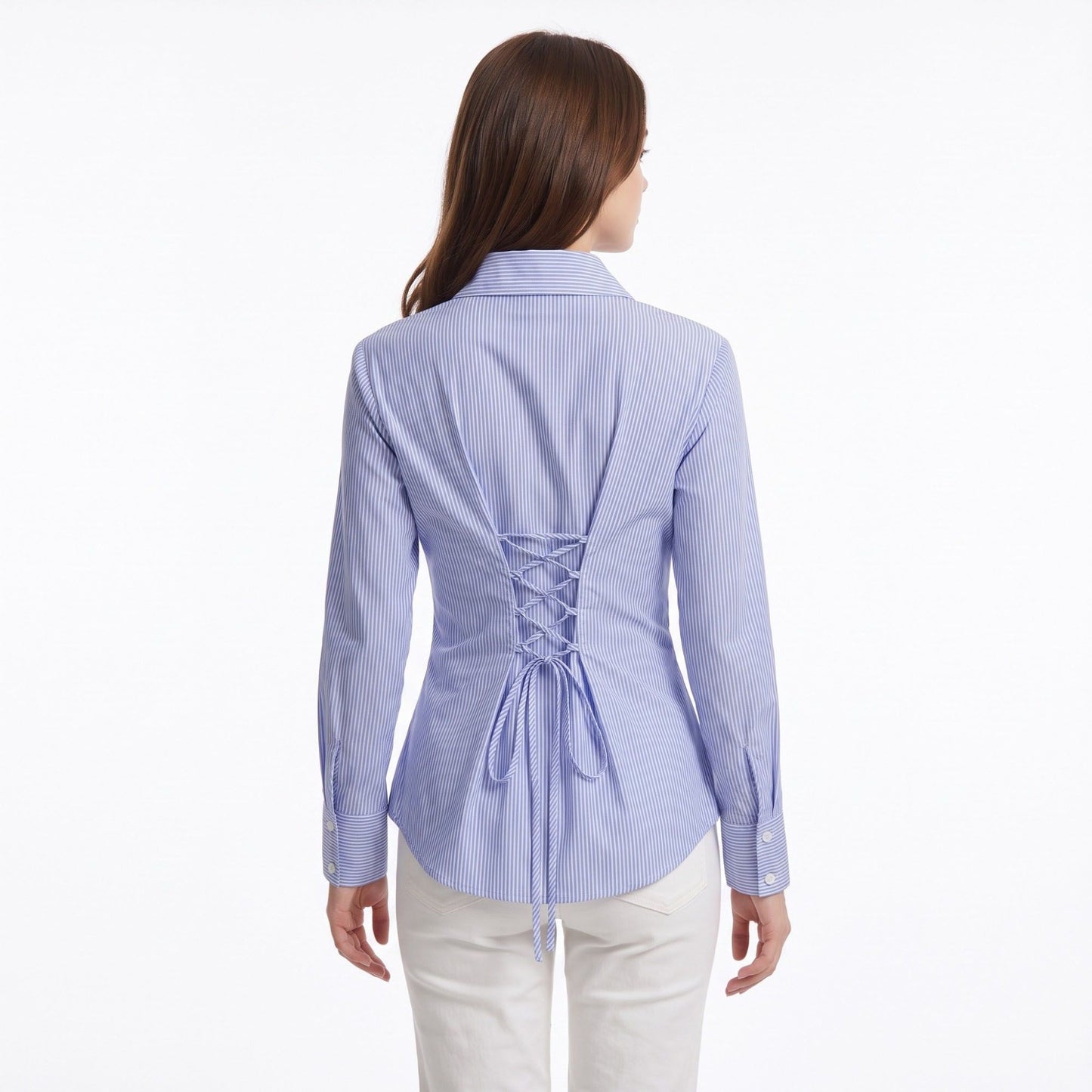 Striped Button Down Long Sleeve Collared Shirt