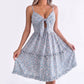 Floral Tie Front Cutout Smocked Ruffle Tiered Dress