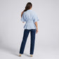 Striped Button Front Peplum Blouse with Collared Neck and Pleated Hem