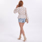 Floral Print Peplum Blouse V Neck Long Sleeve Casual Top