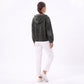 Washed Denim Hooded Pullover Jacket Long Sleeve Kangaroo Pocket Casual Outerwear