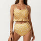 Floral Print Ruffled Maternity Bikini Set with High-Waisted Bottoms